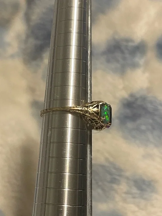 Vintage 10K Gold Opal and Amethyst  Ring size 7 - Picture 11 of 13